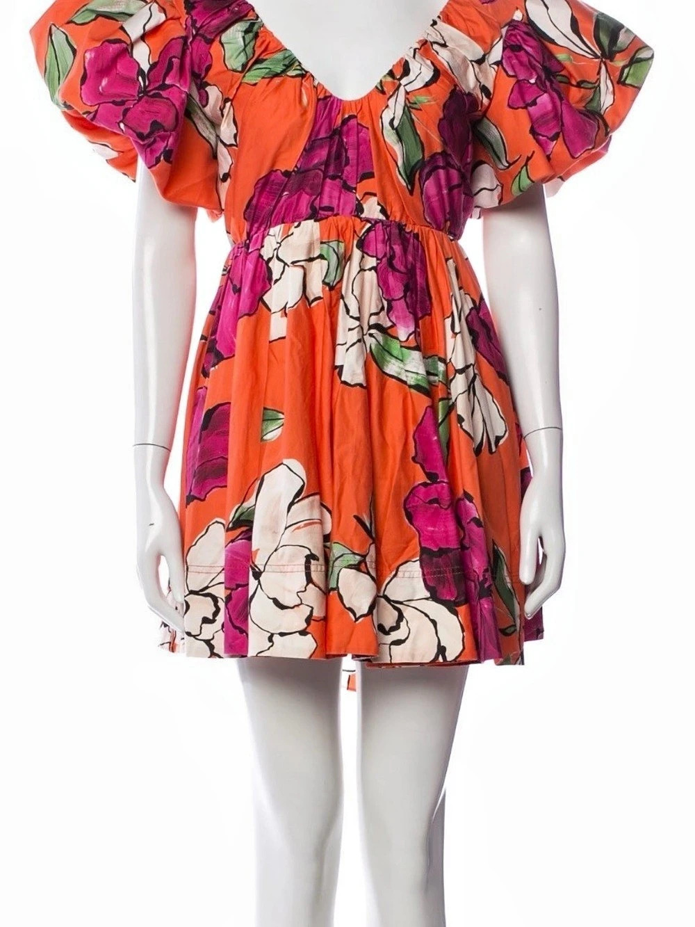 Aje Floral Mini Dress in Orange & Pink Size AU 6